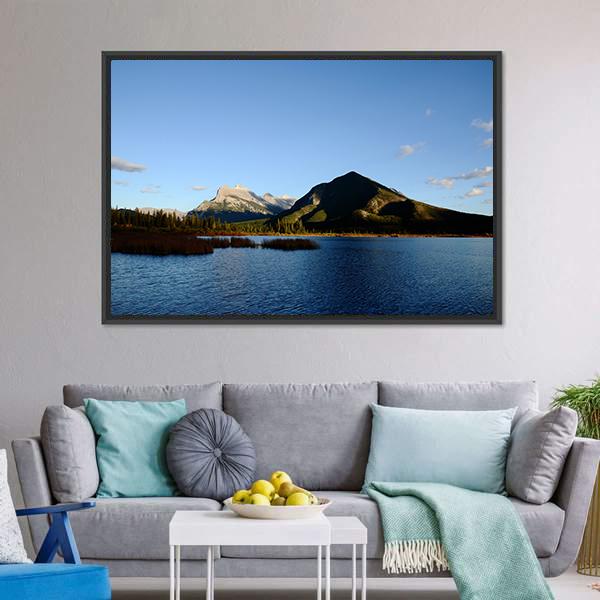 Mount Rundle & Vermilion Lake Canvas Wall Art-3 Horizontal-Gallery Wrap-25" x 16"-Tiaracle