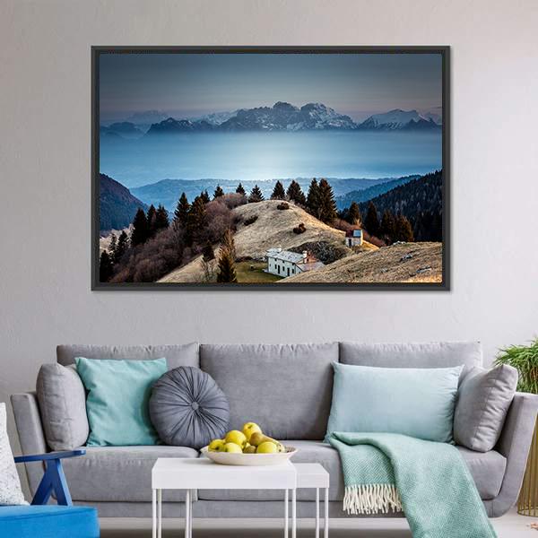 Mount Schiara Dolomite Peaks Canvas Wall Art-3 Horizontal-Gallery Wrap-25" x 16"-Tiaracle