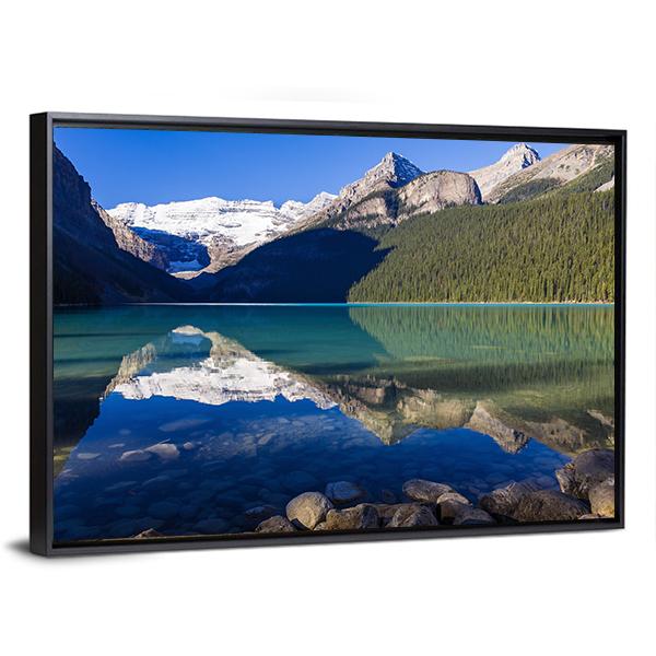 Mount Victoria From Lake Canvas Wall Art-3 Horizontal-Gallery Wrap-25" x 16"-Tiaracle