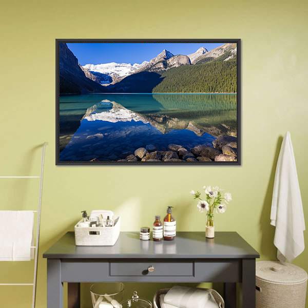 Mount Victoria From Lake Canvas Wall Art-3 Horizontal-Gallery Wrap-25" x 16"-Tiaracle
