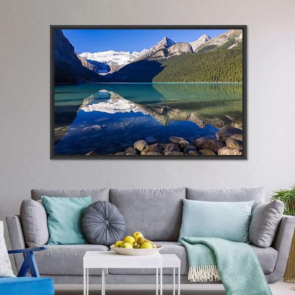 Mount Victoria From Lake Canvas Wall Art-3 Horizontal-Gallery Wrap-25" x 16"-Tiaracle