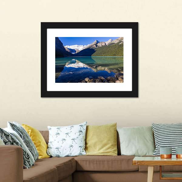 Mount Victoria From Lake Canvas Wall Art-3 Horizontal-Gallery Wrap-25" x 16"-Tiaracle
