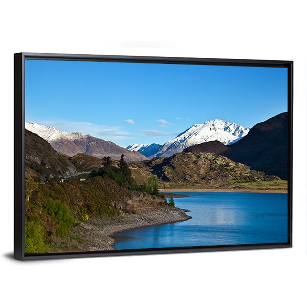 Mountain Above Lake Canvas Wall Art-3 Horizontal-Gallery Wrap-25" x 16"-Tiaracle