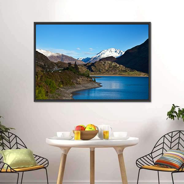 Mountain Above Lake Canvas Wall Art-3 Horizontal-Gallery Wrap-25" x 16"-Tiaracle