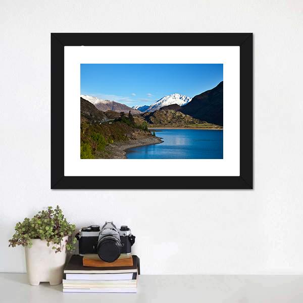 Mountain Above Lake Canvas Wall Art-3 Horizontal-Gallery Wrap-25" x 16"-Tiaracle