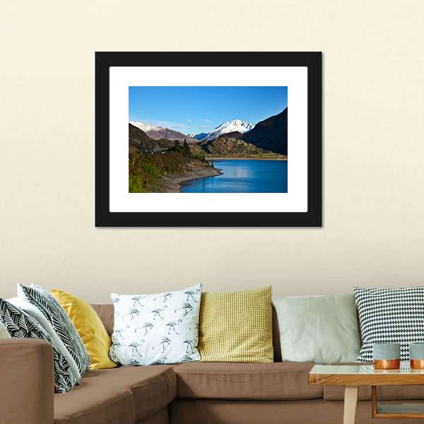 Mountain Above Lake Canvas Wall Art-3 Horizontal-Gallery Wrap-25" x 16"-Tiaracle