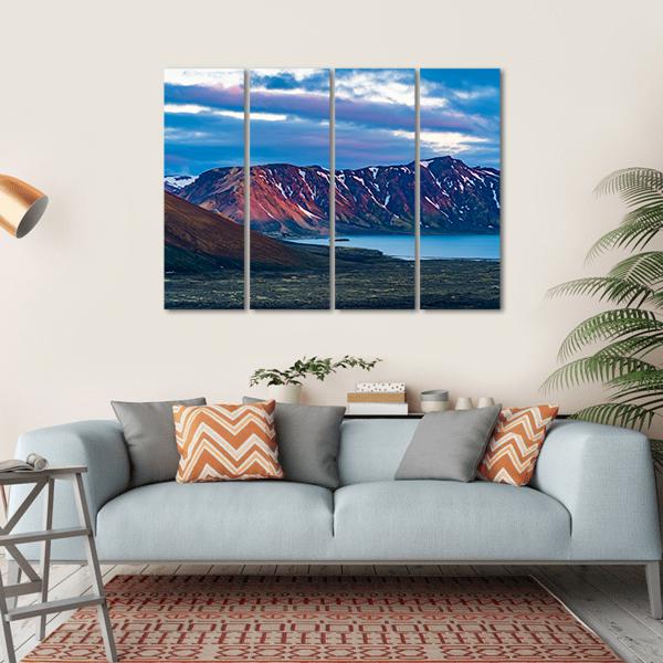 Mountain At Lake Frostastadavatn Canvas Wall Art-4 Horizontal-Gallery Wrap-34" x 24"-Tiaracle