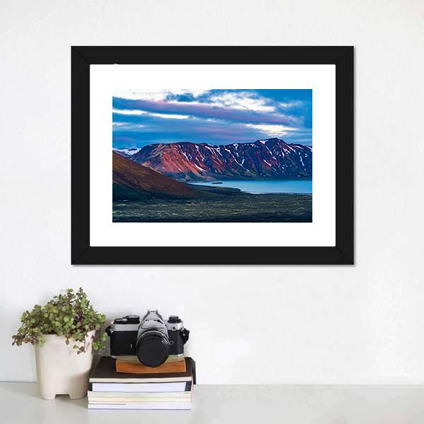 Mountain At Lake Frostastadavatn Canvas Wall Art-3 Horizontal-Gallery Wrap-25" x 16"-Tiaracle