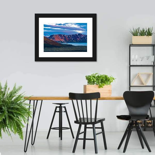 Mountain At Lake Frostastadavatn Canvas Wall Art-3 Horizontal-Gallery Wrap-25" x 16"-Tiaracle