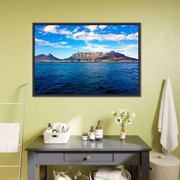 Mountain At The Sea Shore Canvas Wall Art-3 Horizontal-Gallery Wrap-25" x 16"-Tiaracle