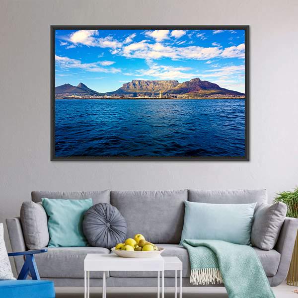 Mountain At The Sea Shore Canvas Wall Art-3 Horizontal-Gallery Wrap-25" x 16"-Tiaracle