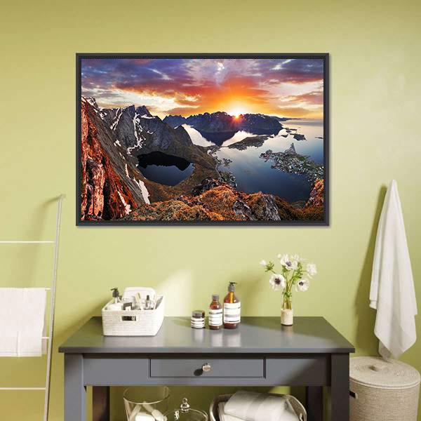 Mountain Coast Norway Canvas Wall Art-3 Horizontal-Gallery Wrap-25" x 16"-Tiaracle