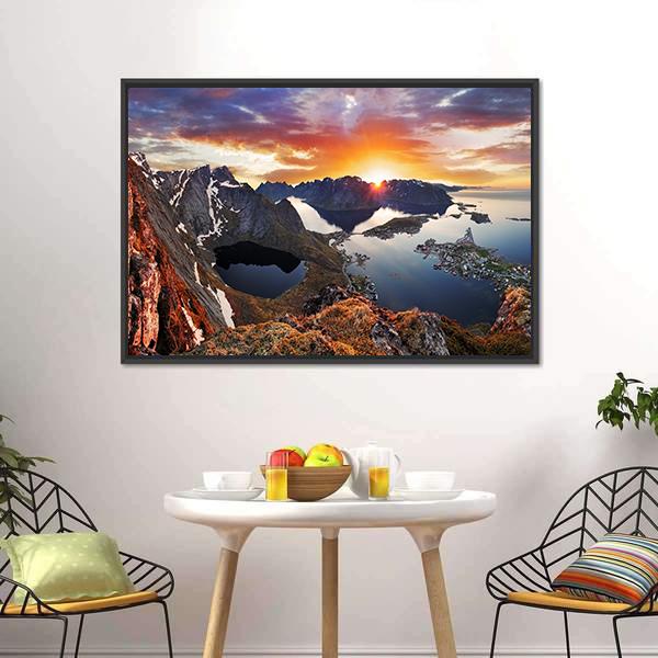 Mountain Coast Norway Canvas Wall Art-3 Horizontal-Gallery Wrap-25" x 16"-Tiaracle