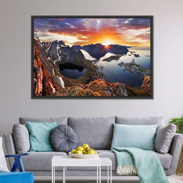 Mountain Coast Norway Canvas Wall Art-3 Horizontal-Gallery Wrap-25" x 16"-Tiaracle