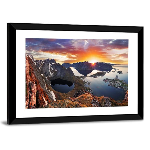 Mountain Coast Norway Canvas Wall Art-3 Horizontal-Gallery Wrap-25" x 16"-Tiaracle