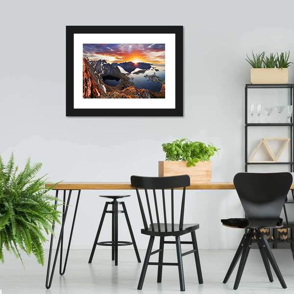 Mountain Coast Norway Canvas Wall Art-3 Horizontal-Gallery Wrap-25" x 16"-Tiaracle