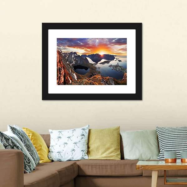 Mountain Coast Norway Canvas Wall Art-3 Horizontal-Gallery Wrap-25" x 16"-Tiaracle