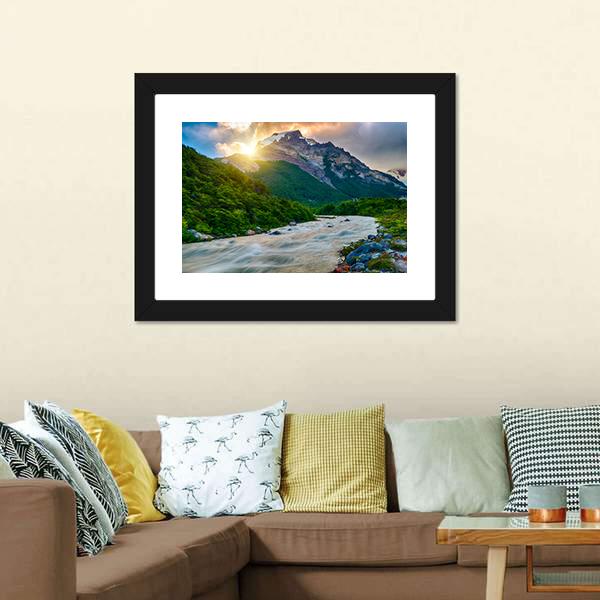 Mountain &amp; Fitzroy River Canvas Wall Art-3 Horizontal-Gallery Wrap-25" x 16"-Tiaracle