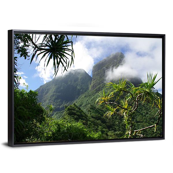 Mountain & Jungle Tahiti Canvas Wall Art-3 Horizontal-Gallery Wrap-25" x 16"-Tiaracle