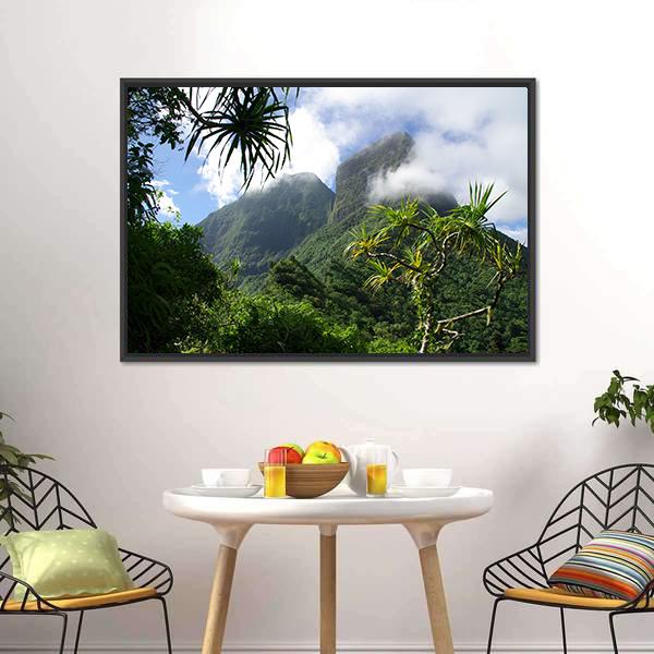 Mountain & Jungle Tahiti Canvas Wall Art-3 Horizontal-Gallery Wrap-25" x 16"-Tiaracle