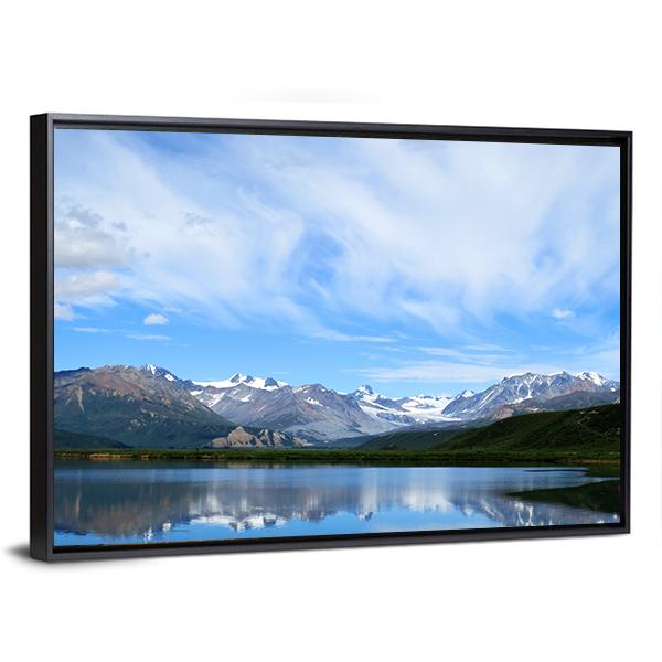 Mountain Lake In Alaska Canvas Wall Art-3 Horizontal-Gallery Wrap-25" x 16"-Tiaracle