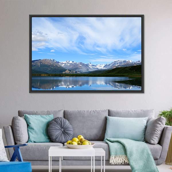 Mountain Lake In Alaska Canvas Wall Art-3 Horizontal-Gallery Wrap-25" x 16"-Tiaracle