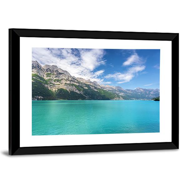 Mountain Lake In Switzerland Canvas Wall Art-3 Horizontal-Gallery Wrap-25" x 16"-Tiaracle