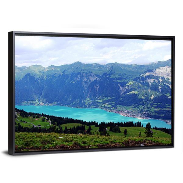 Mountain Lake Landscape Canvas Wall Art-3 Horizontal-Gallery Wrap-25" x 16"-Tiaracle