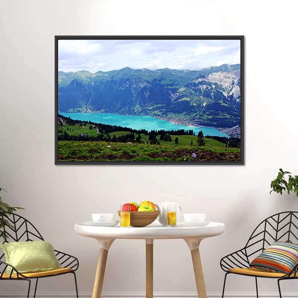 Mountain Lake Landscape Canvas Wall Art-3 Horizontal-Gallery Wrap-25" x 16"-Tiaracle