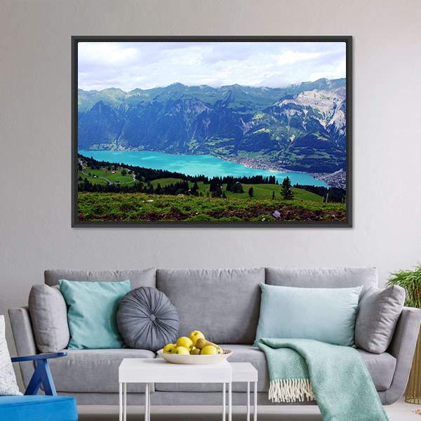 Mountain Lake Landscape Canvas Wall Art-3 Horizontal-Gallery Wrap-25" x 16"-Tiaracle