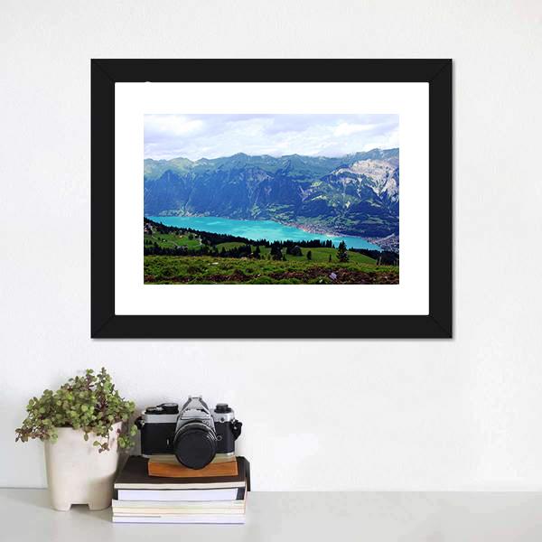 Mountain Lake Landscape Canvas Wall Art-3 Horizontal-Gallery Wrap-25" x 16"-Tiaracle