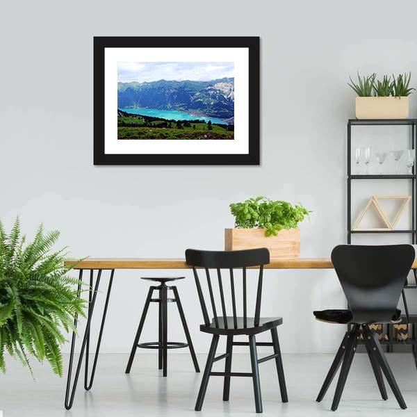 Mountain Lake Landscape Canvas Wall Art-3 Horizontal-Gallery Wrap-25" x 16"-Tiaracle