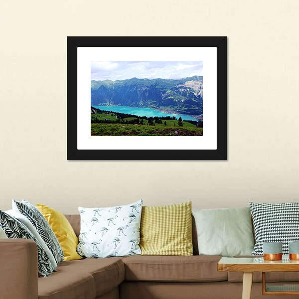 Mountain Lake Landscape Canvas Wall Art-3 Horizontal-Gallery Wrap-25" x 16"-Tiaracle