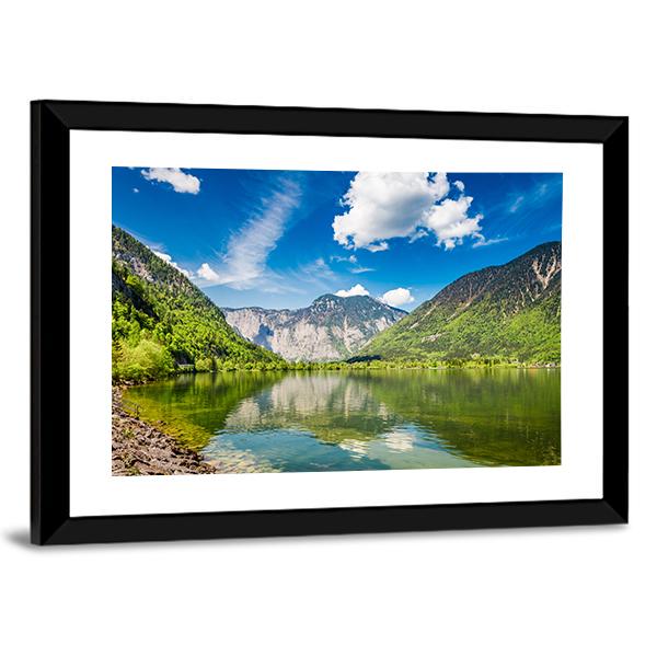 Mountain Lake & Mountains Canvas Wall Art-3 Horizontal-Gallery Wrap-25" x 16"-Tiaracle