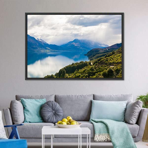 Mountain &amp; Lake New Zealand Canvas Wall Art-3 Horizontal-Gallery Wrap-25" x 16"-Tiaracle