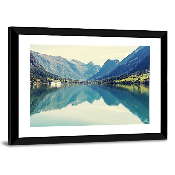 Mountain Lake Norway Canvas Wall Art-3 Horizontal-Gallery Wrap-25" x 16"-Tiaracle