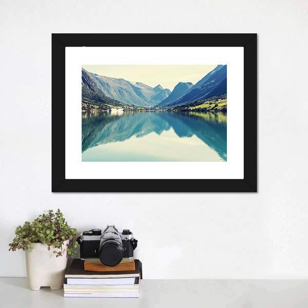 Mountain Lake Norway Canvas Wall Art-3 Horizontal-Gallery Wrap-25" x 16"-Tiaracle