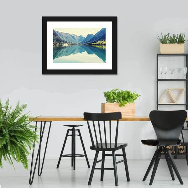 Mountain Lake Norway Canvas Wall Art-3 Horizontal-Gallery Wrap-25" x 16"-Tiaracle