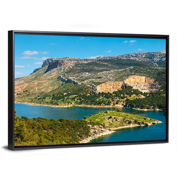 Mountain & Lake Spain Canvas Wall Art-3 Horizontal-Gallery Wrap-25" x 16"-Tiaracle