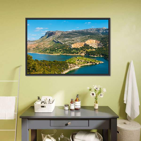 Mountain & Lake Spain Canvas Wall Art-3 Horizontal-Gallery Wrap-25" x 16"-Tiaracle