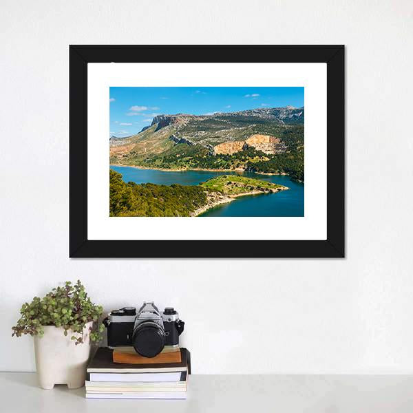 Mountain & Lake Spain Canvas Wall Art-3 Horizontal-Gallery Wrap-25" x 16"-Tiaracle