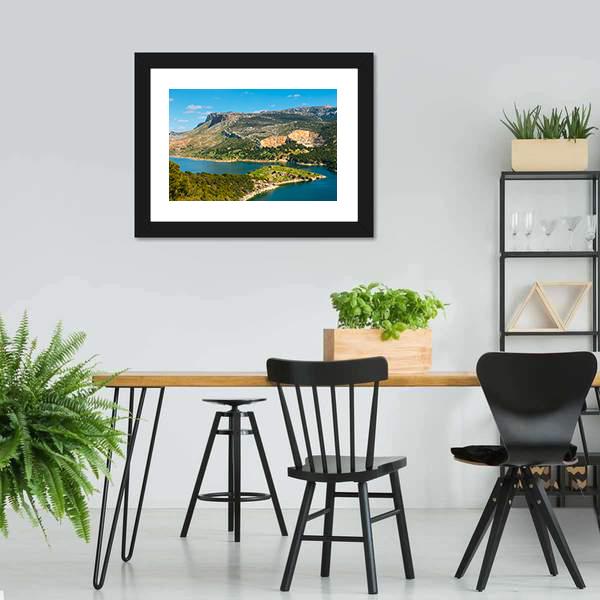 Mountain & Lake Spain Canvas Wall Art-3 Horizontal-Gallery Wrap-25" x 16"-Tiaracle