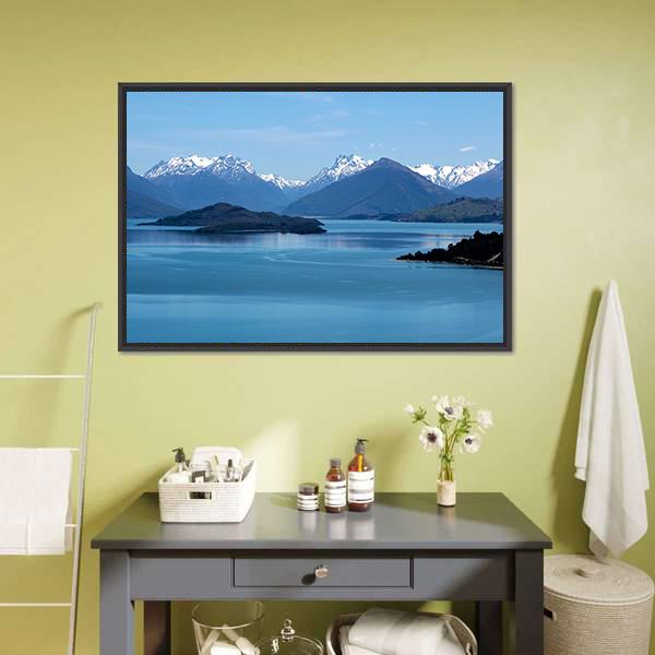 Mountain &amp; Lake Wakatipu Canvas Wall Art-3 Horizontal-Gallery Wrap-25" x 16"-Tiaracle