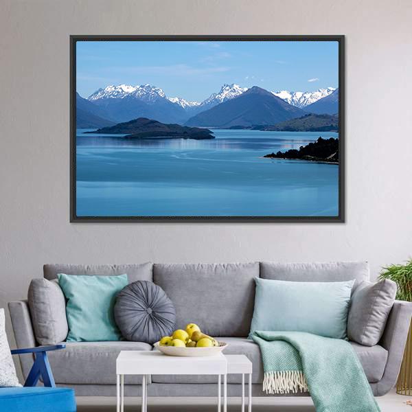Mountain &amp; Lake Wakatipu Canvas Wall Art-3 Horizontal-Gallery Wrap-25" x 16"-Tiaracle