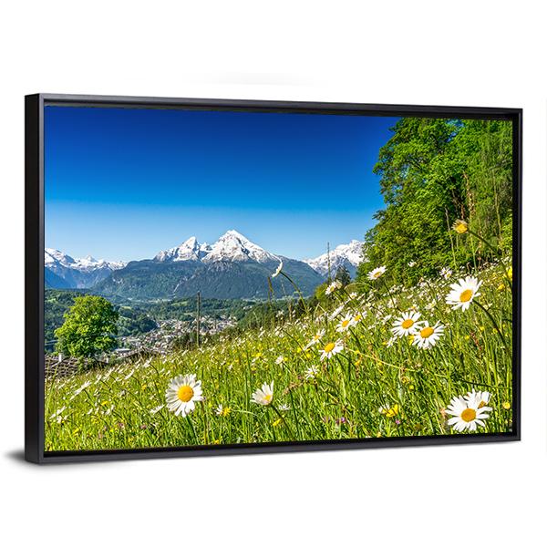 Mountain Landscape In Bavarian Alps Canvas Wall Art-3 Horizontal-Gallery Wrap-25" x 16"-Tiaracle