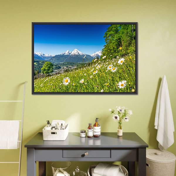 Mountain Landscape In Bavarian Alps Canvas Wall Art-3 Horizontal-Gallery Wrap-25" x 16"-Tiaracle