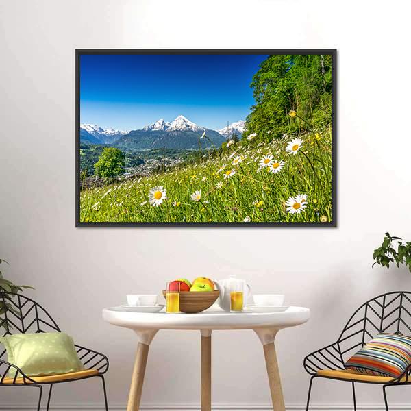 Mountain Landscape In Bavarian Alps Canvas Wall Art-3 Horizontal-Gallery Wrap-25" x 16"-Tiaracle