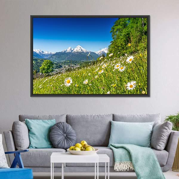 Mountain Landscape In Bavarian Alps Canvas Wall Art-3 Horizontal-Gallery Wrap-25" x 16"-Tiaracle