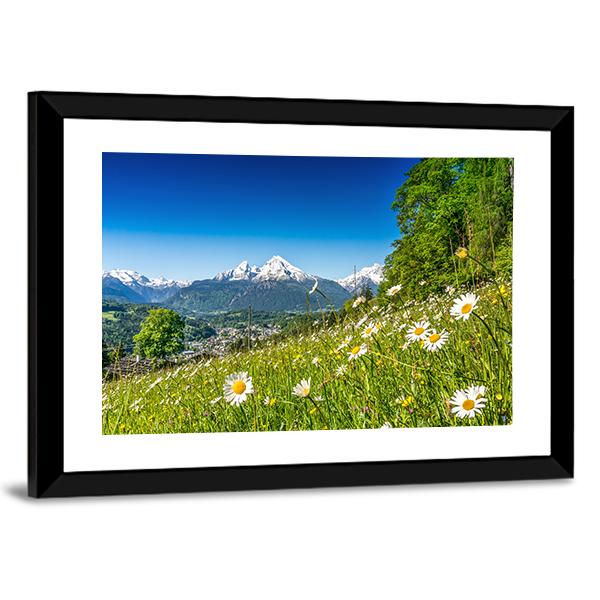 Mountain Landscape In Bavarian Alps Canvas Wall Art-3 Horizontal-Gallery Wrap-25" x 16"-Tiaracle