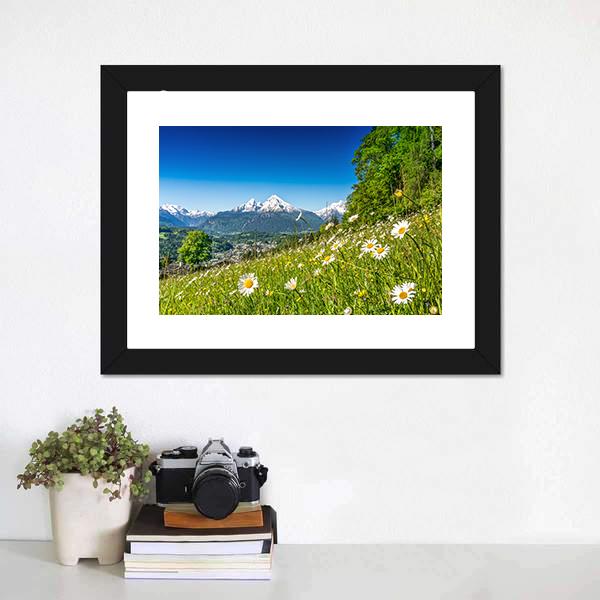 Mountain Landscape In Bavarian Alps Canvas Wall Art-3 Horizontal-Gallery Wrap-25" x 16"-Tiaracle